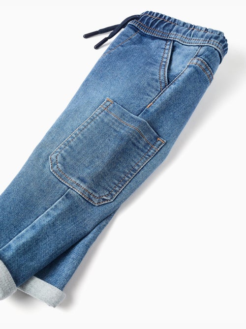 Pantalon en jean à coupe droite et poches cargo - Kiabi