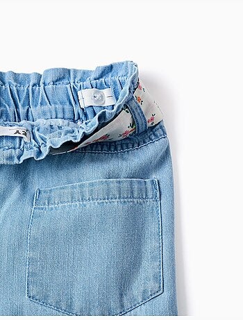 Pantalon en jean à jambe large avec ceinture à motif floral