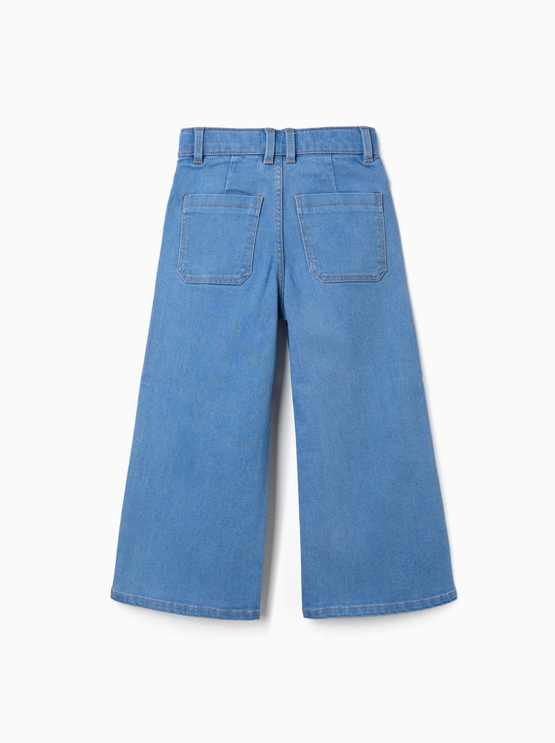 Pantalon en jean à jambes larges Bleu clair - Kiabi