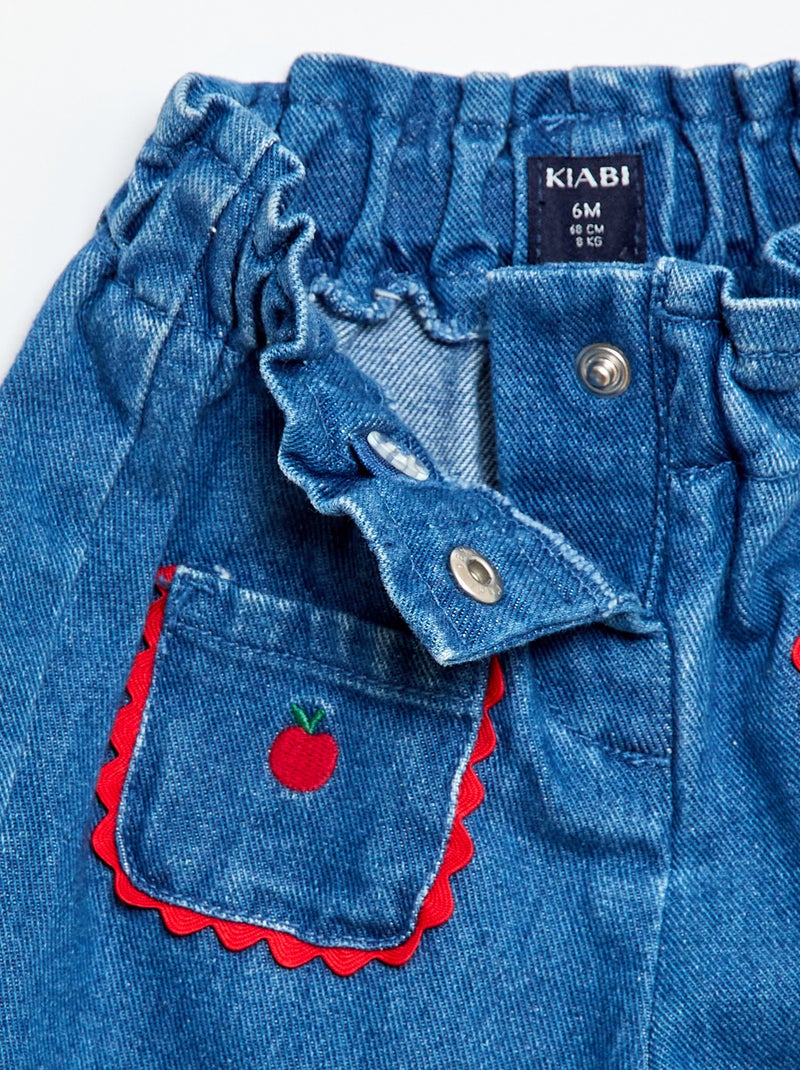 Pantalon en jean à poches fantaisies Bleu - Kiabi