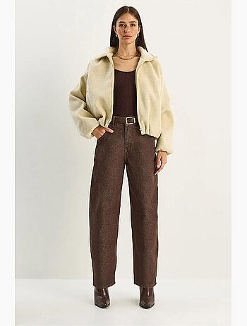Pantalon en jean ample taille haute lucci