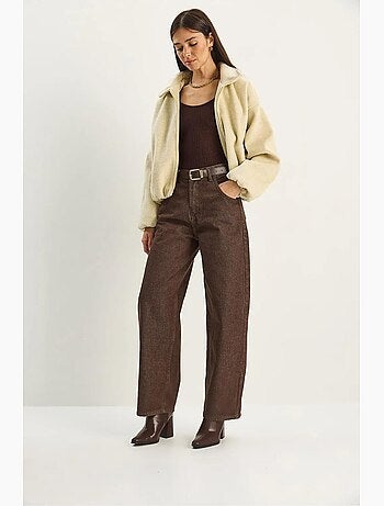 Pantalon en jean ample taille haute lucci