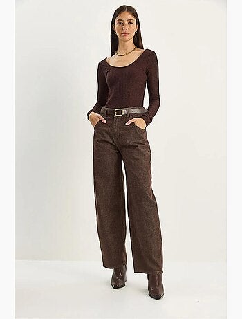 Pantalon en jean ample taille haute lucci