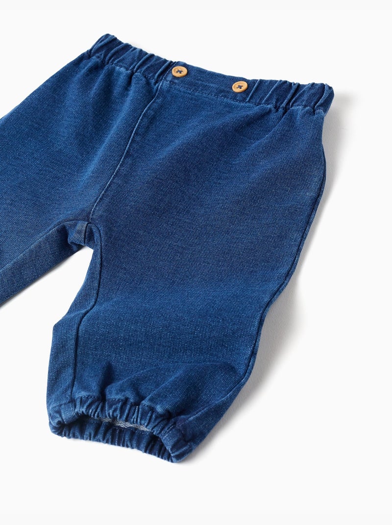 Pantalon en jean avec boutons décoratifs Bleu clair - Kiabi