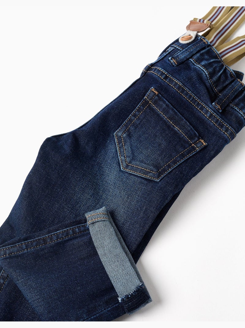 Pantalon en jean avec bretelles amovibles Bleu foncé - Kiabi