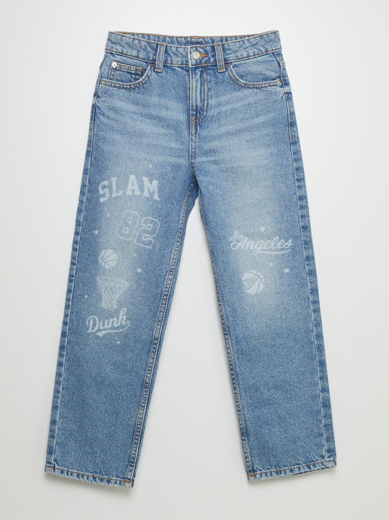 Pantalon en jean avec inscriptions 'Basketball' BLEU - Kiabi
