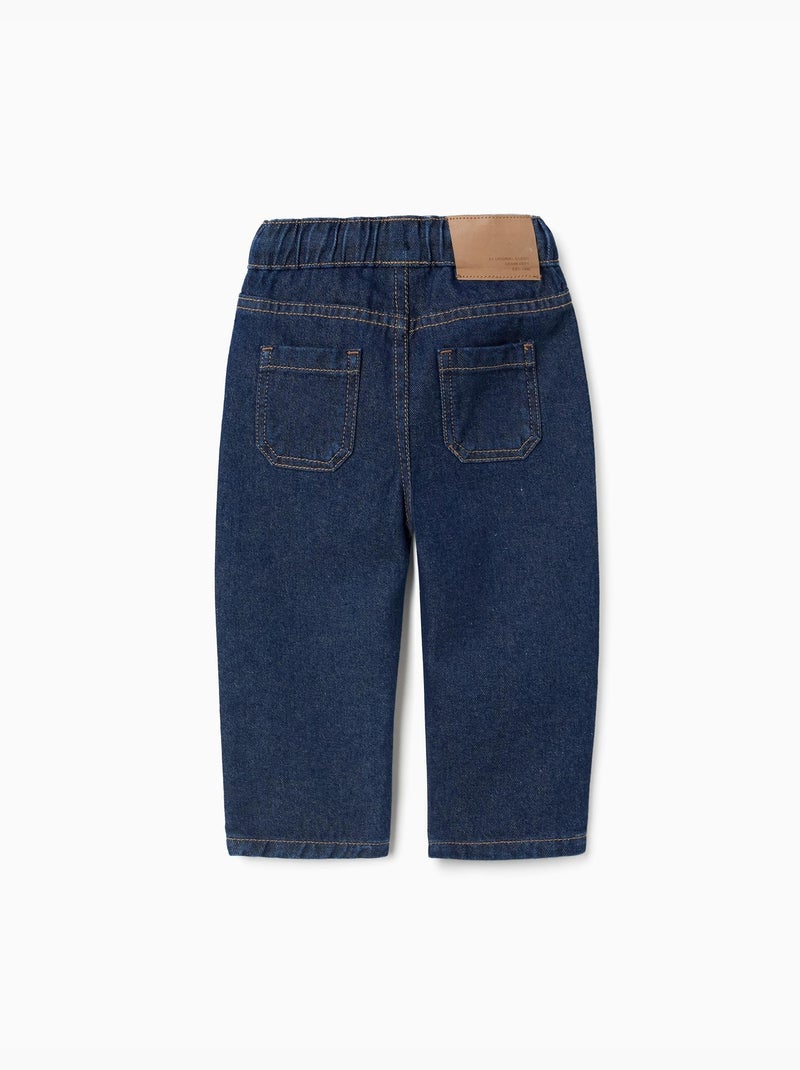 Pantalon en jean baggy avec cordon de serrage Bleu foncé - Kiabi