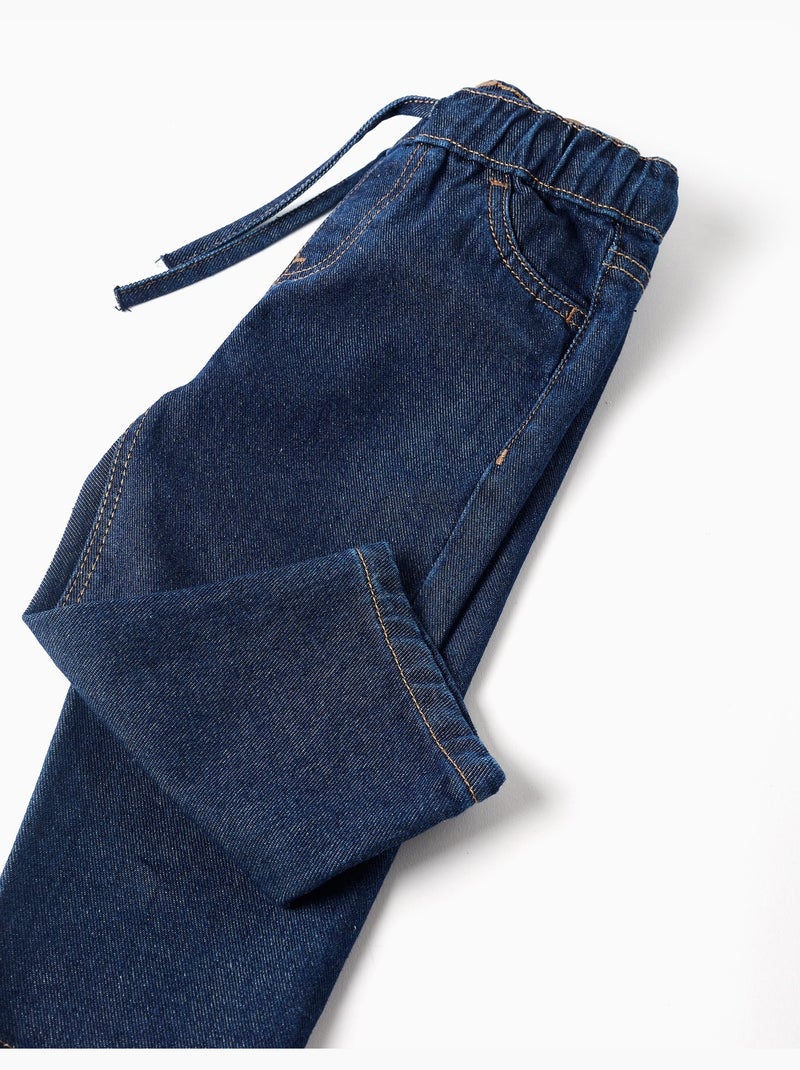Pantalon en jean baggy avec cordon de serrage Bleu foncé - Kiabi