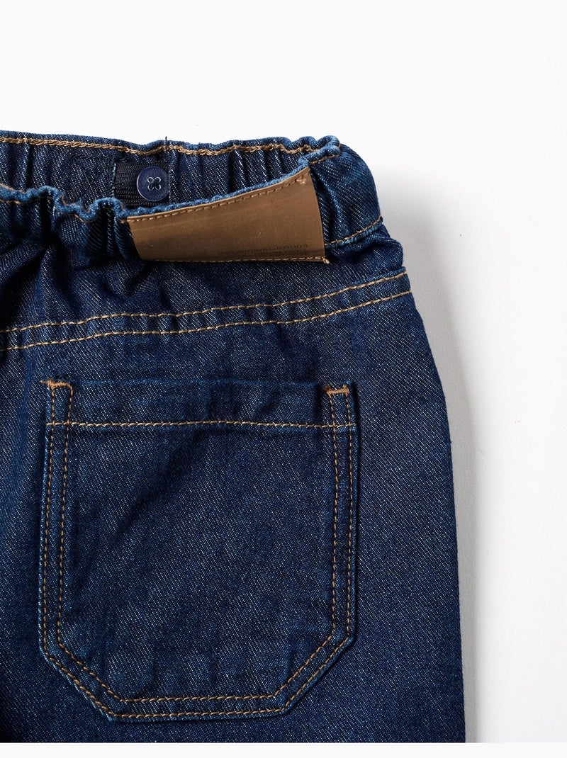 Pantalon en jean baggy avec cordon de serrage Bleu foncé - Kiabi