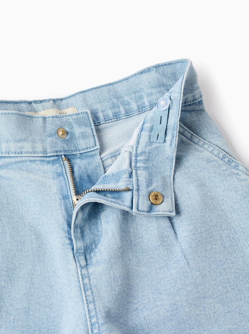 Short en jean mom ourlets retroussés denim bleach femme | La Halle