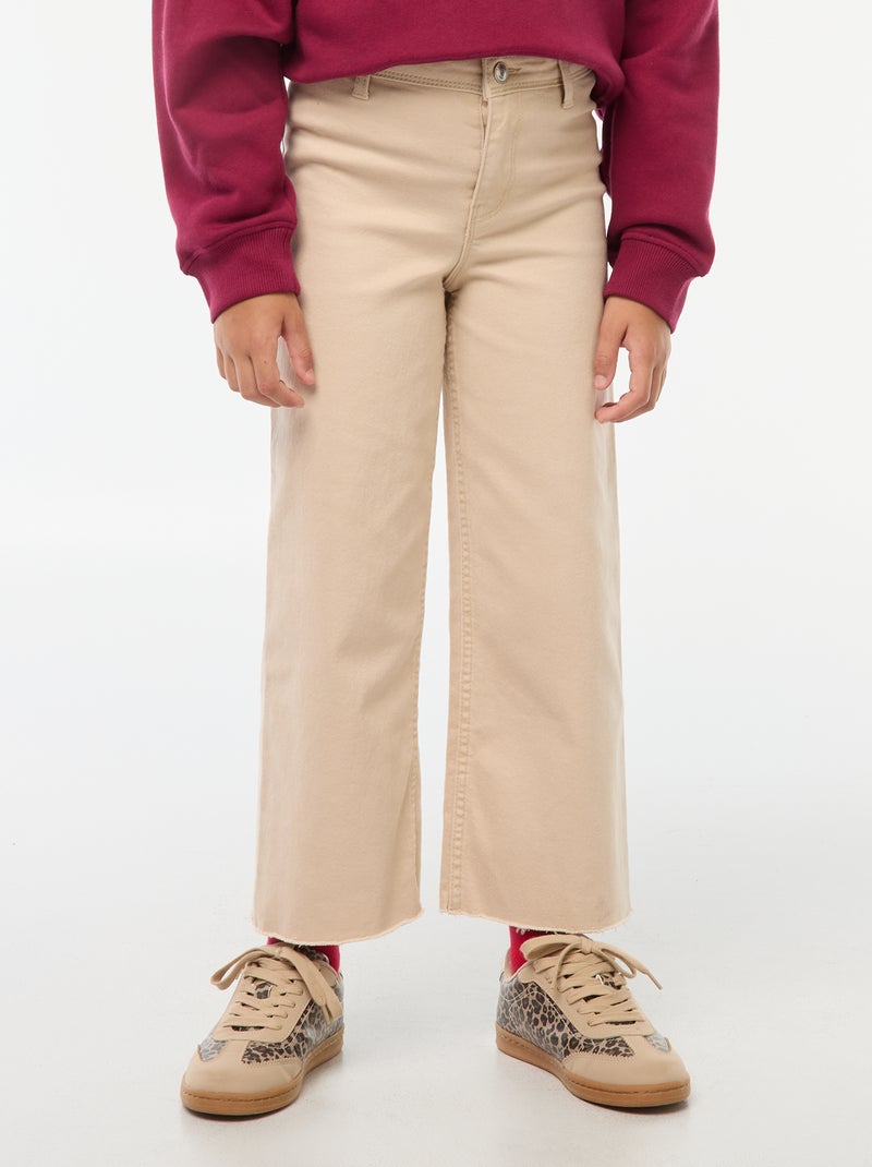 Pantalon en jean coupe large / wide leg Beige - Kiabi