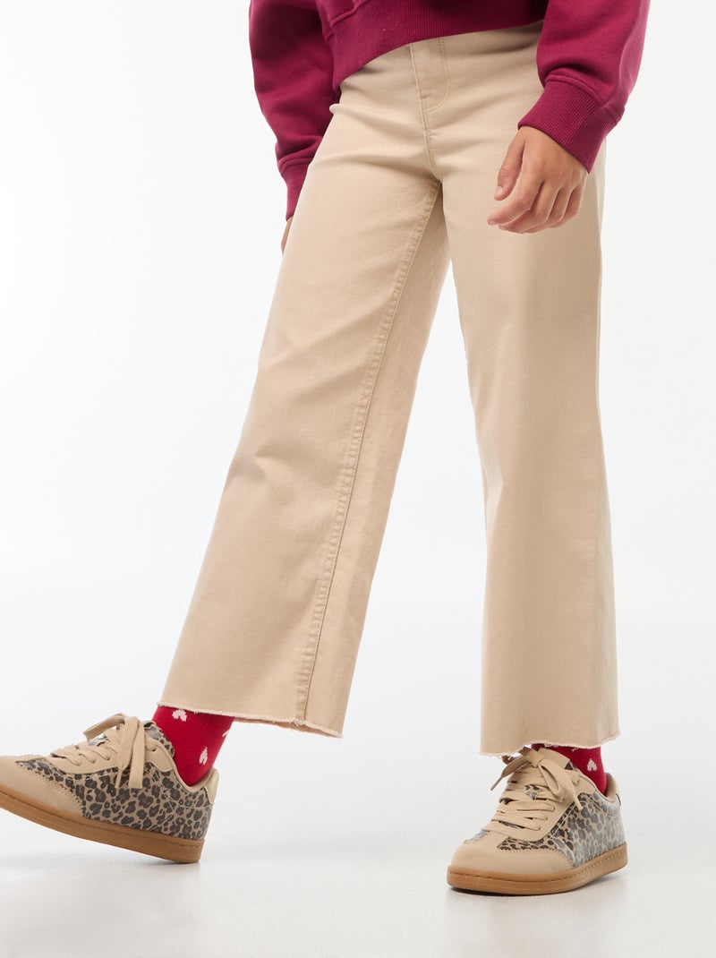 Pantalon en jean coupe large / wide leg Beige - Kiabi