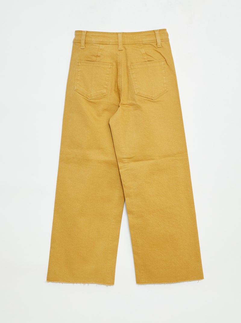 Pantalon en jean coupe large / wide leg Jaune - Kiabi