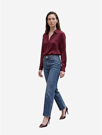 Pantalon en jean droit taille haute longueur cheville avec poches my fashion