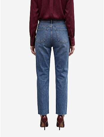 Pantalon en jean droit taille haute longueur cheville avec poches my fashion