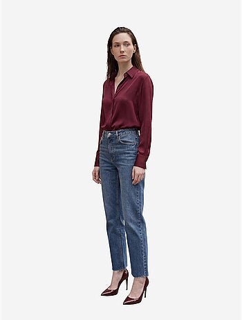 Pantalon en jean droit taille haute longueur cheville avec poches my fashion