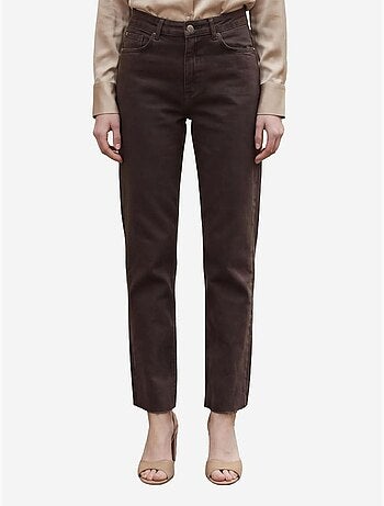 Pantalon en jean droit taille haute longueur cheville avec poches my fashion
