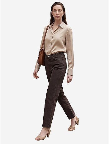 Pantalon en jean droit taille haute longueur cheville avec poches my fashion