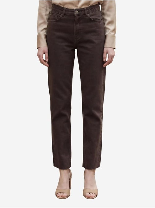 Pantalon en jean droit taille haute longueur cheville avec poches my fashion - Kiabi Pantalon en jean droit taille haute longueur cheville avec poches my fashion - Kiabi