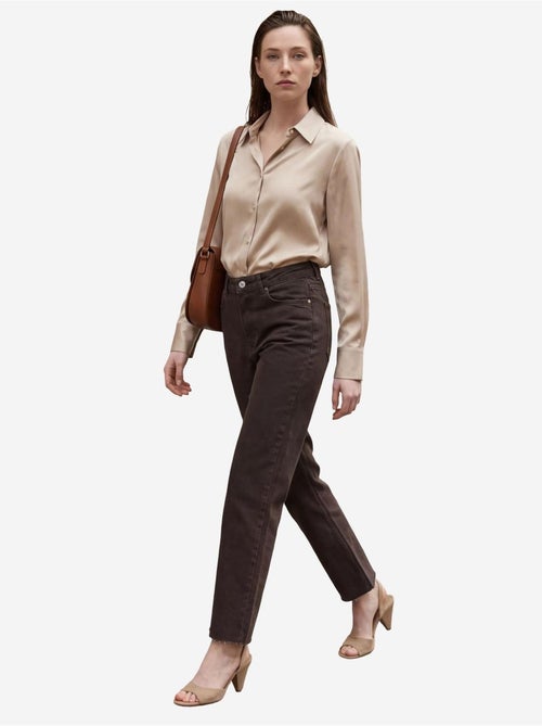 Pantalon en jean droit taille haute longueur cheville avec poches my fashion - Kiabi Pantalon en jean droit taille haute longueur cheville avec poches my fashion - Kiabi