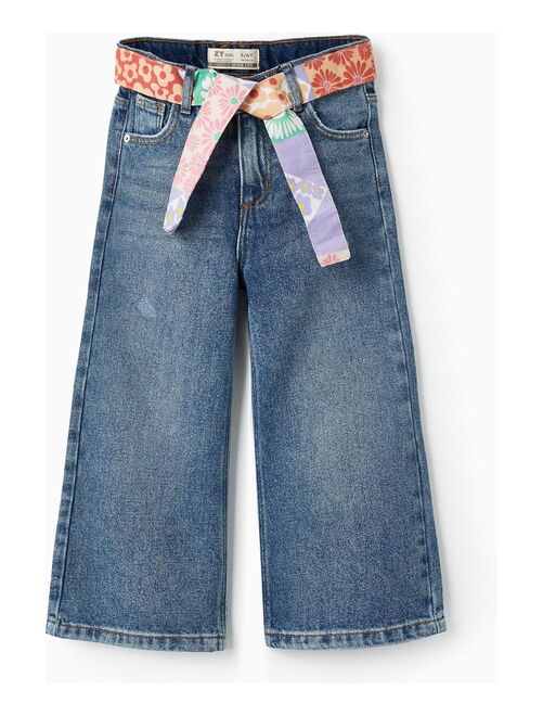 Pantalon en jean en coton avec ruban pour fille 'Wide Leg'  THE WAVE TRIBE - Kiabi
