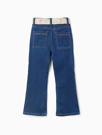 Pantalon en Jean Flare avec Ceinture Fleurie