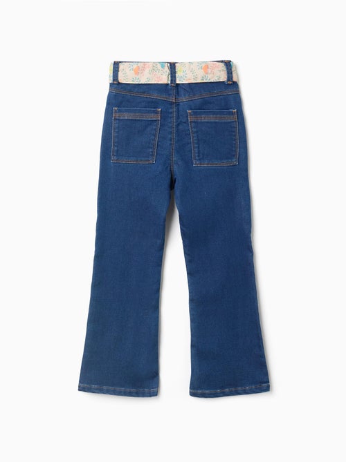 Pantalon en Jean Flare avec Ceinture Fleurie - Kiabi