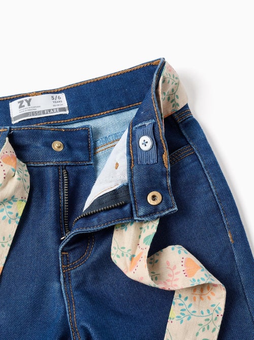 Pantalon en Jean Flare avec Ceinture Fleurie - Kiabi