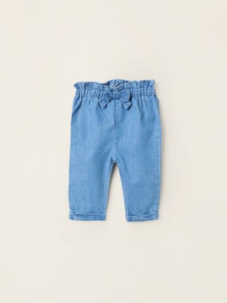 Pantalon en Jean Léger en Coton avec Nœud