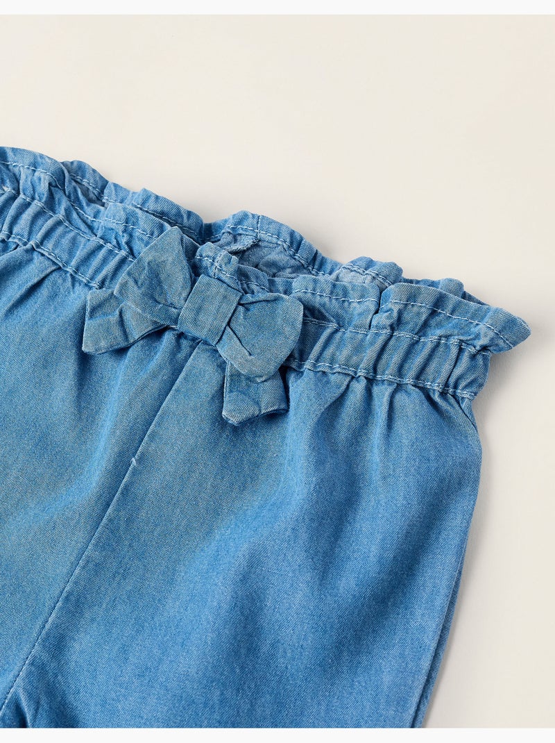 Pantalon en Jean Léger en Coton avec Nœud Bleu clair - Kiabi