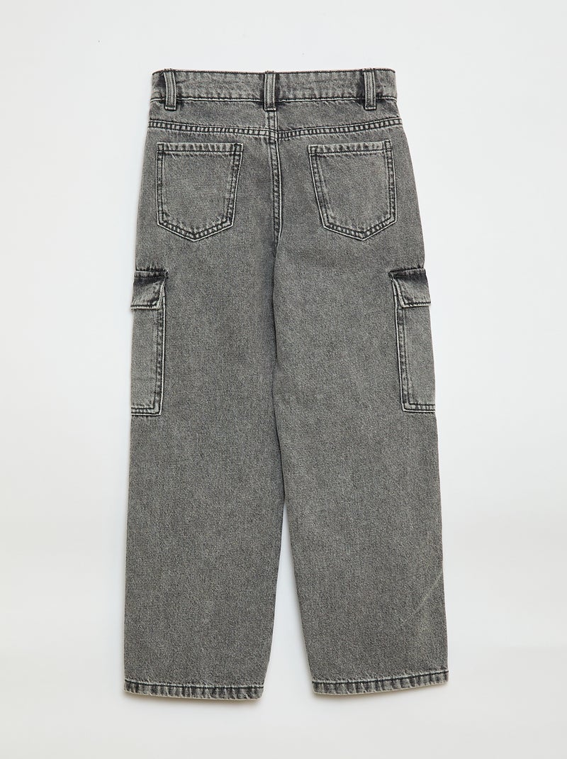 Pantalon en jean multipoches Gris - Kiabi