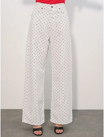 Pantalon en jean palazzo taille haute à jambe large bdart