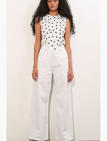 Pantalon en jean palazzo taille haute à jambe large bdart