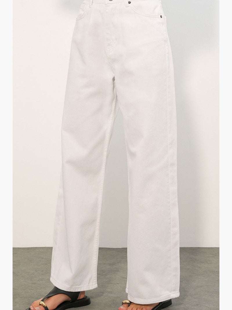 Pantalon en jean palazzo taille haute à jambe large bdart Blanc - Kiabi