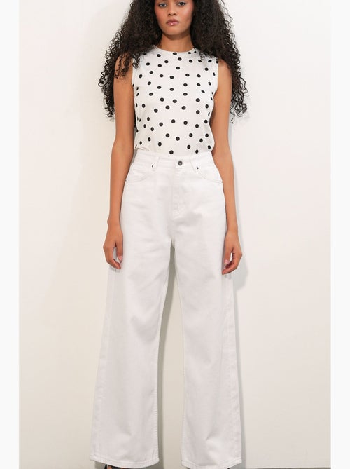 Pantalon en jean palazzo taille haute à jambe large bdart - Kiabi