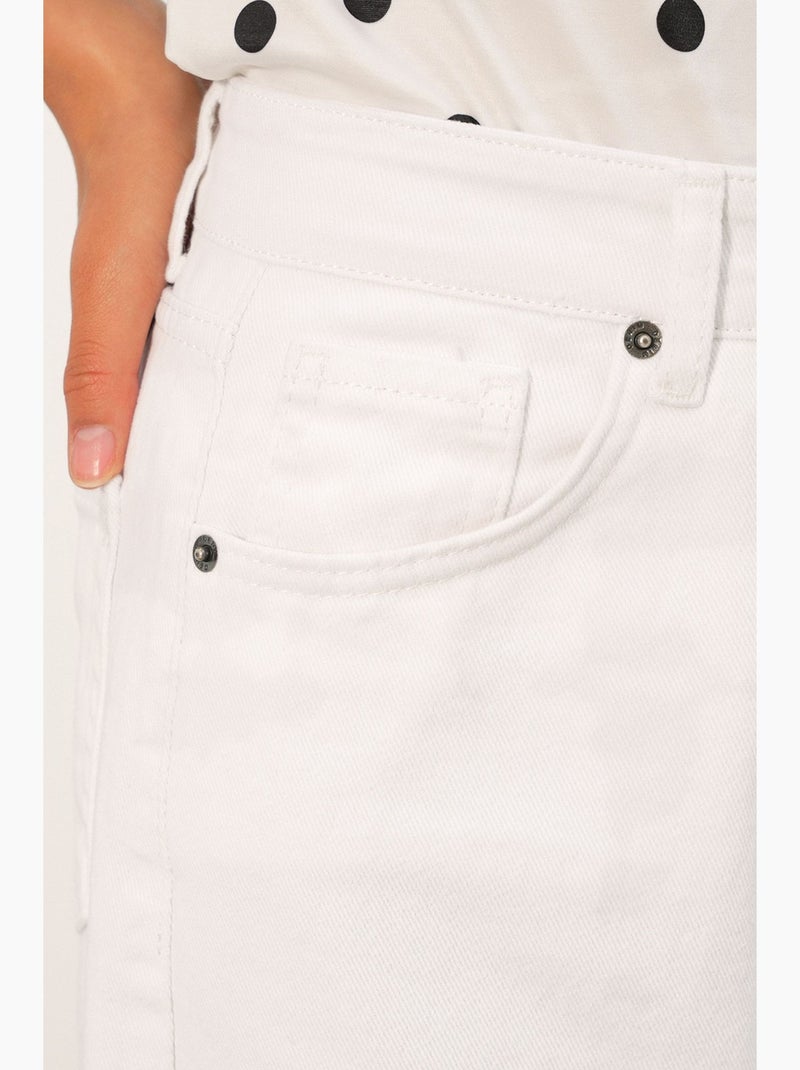 Pantalon en jean palazzo taille haute à jambe large bdart Blanc - Kiabi