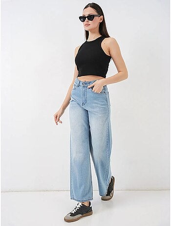 Pantalon en jean palazzo taille haute à jambe large bdart