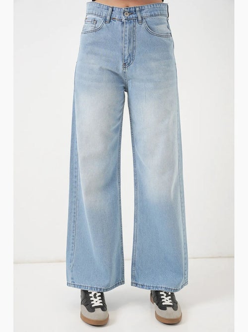 Pantalon en jean palazzo taille haute à jambe large bdart - Kiabi Pantalon en jean palazzo taille haute à jambe large bdart - Kiabi