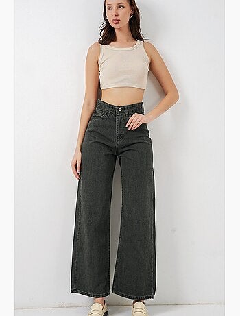 Pantalon en jean palazzo taille haute à jambe large bdart