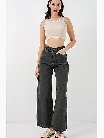 Pantalon en jean palazzo taille haute à jambe large bdart