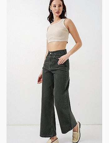 Pantalon en jean palazzo taille haute à jambe large bdart