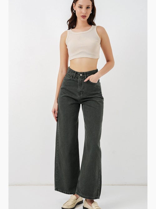 Pantalon en jean palazzo taille haute à jambe large bdart - Kiabi Pantalon en jean palazzo taille haute à jambe large bdart - Kiabi