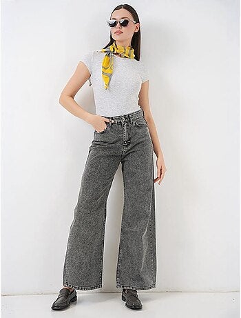 Pantalon en jean palazzo taille haute à jambe large bdart