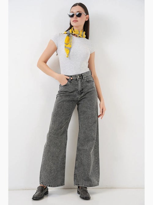 Pantalon en jean palazzo taille haute à jambe large bdart - Kiabi Pantalon en jean palazzo taille haute à jambe large bdart - Kiabi