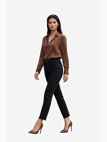Pantalon en jean skinny taille haute avec fermeture éclair my fashion