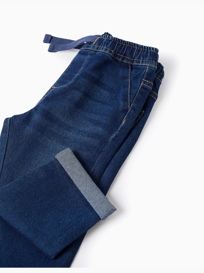 Pantalon en jean slim à cordon Bleu foncé - Kiabi