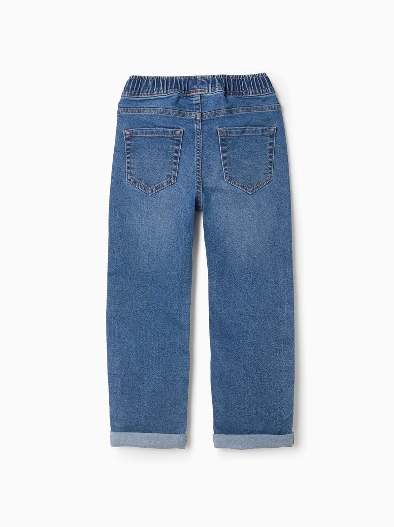Pantalon en jean slim avec cordon de serrage Bleu Bleu - Kiabi