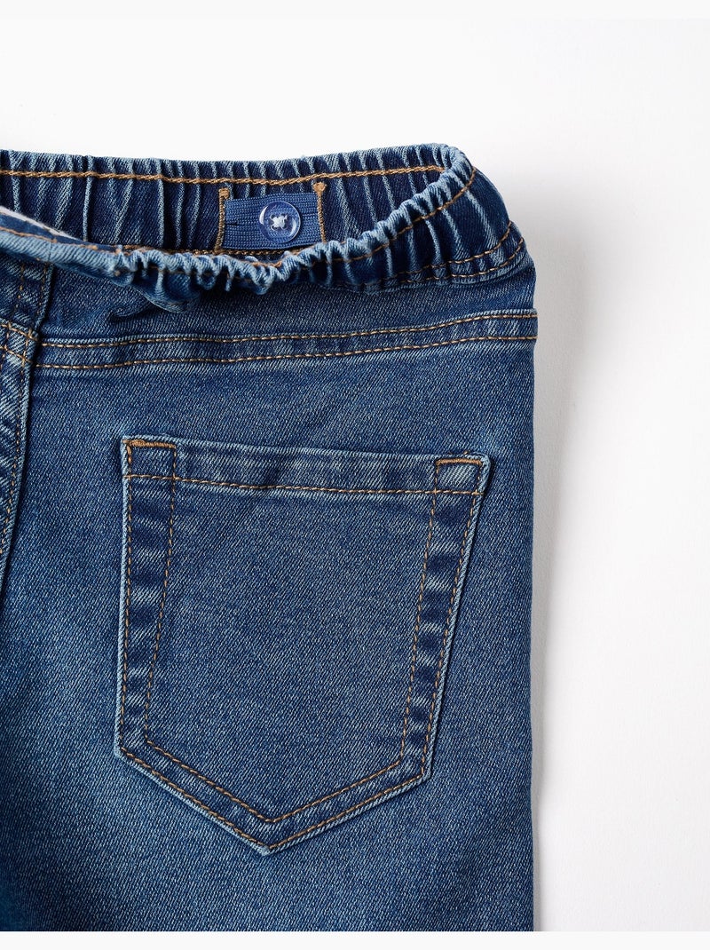 Pantalon en jean slim avec cordon de serrage Bleu Bleu - Kiabi