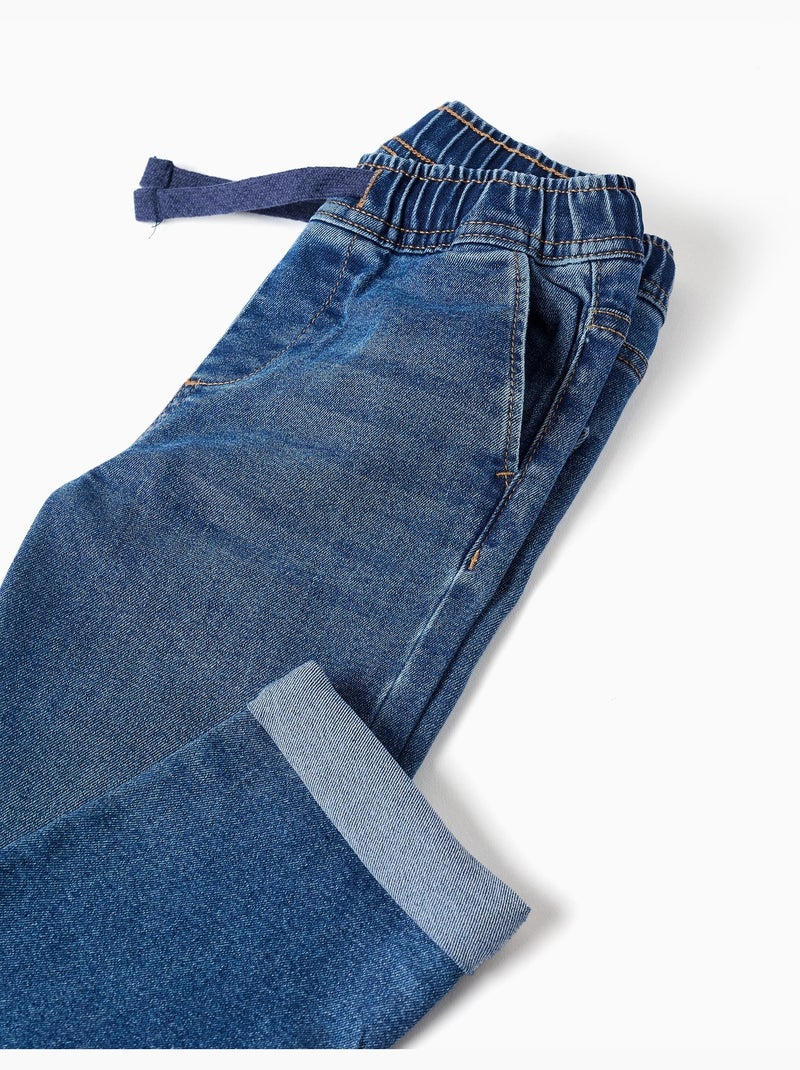 Pantalon en jean slim avec cordon de serrage Bleu Bleu - Kiabi