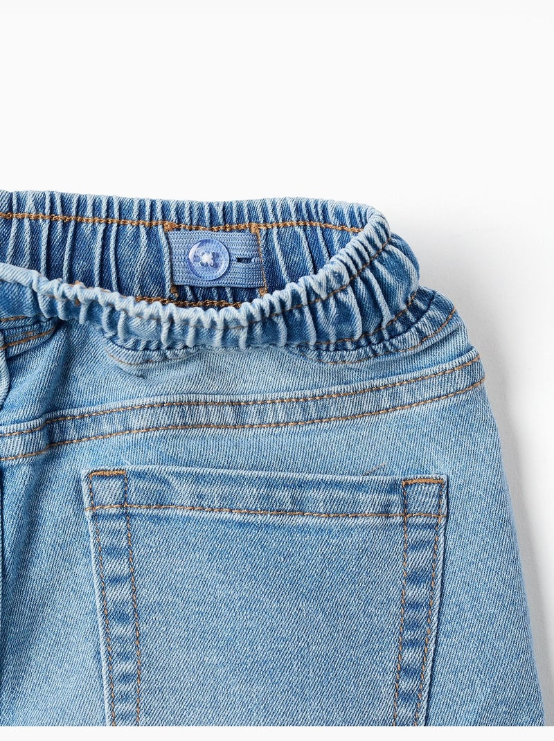 Pantalon en jean slim avec cordon de serrage Bleu clair - Kiabi